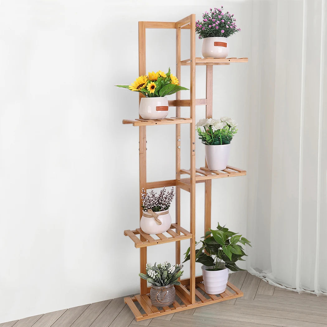 Tall Bamboo Plant Stand 5/6 Tier Corner Plant Shelf, Multi-Tier Flower Pot Display Rack for Indoor Outdoor Use