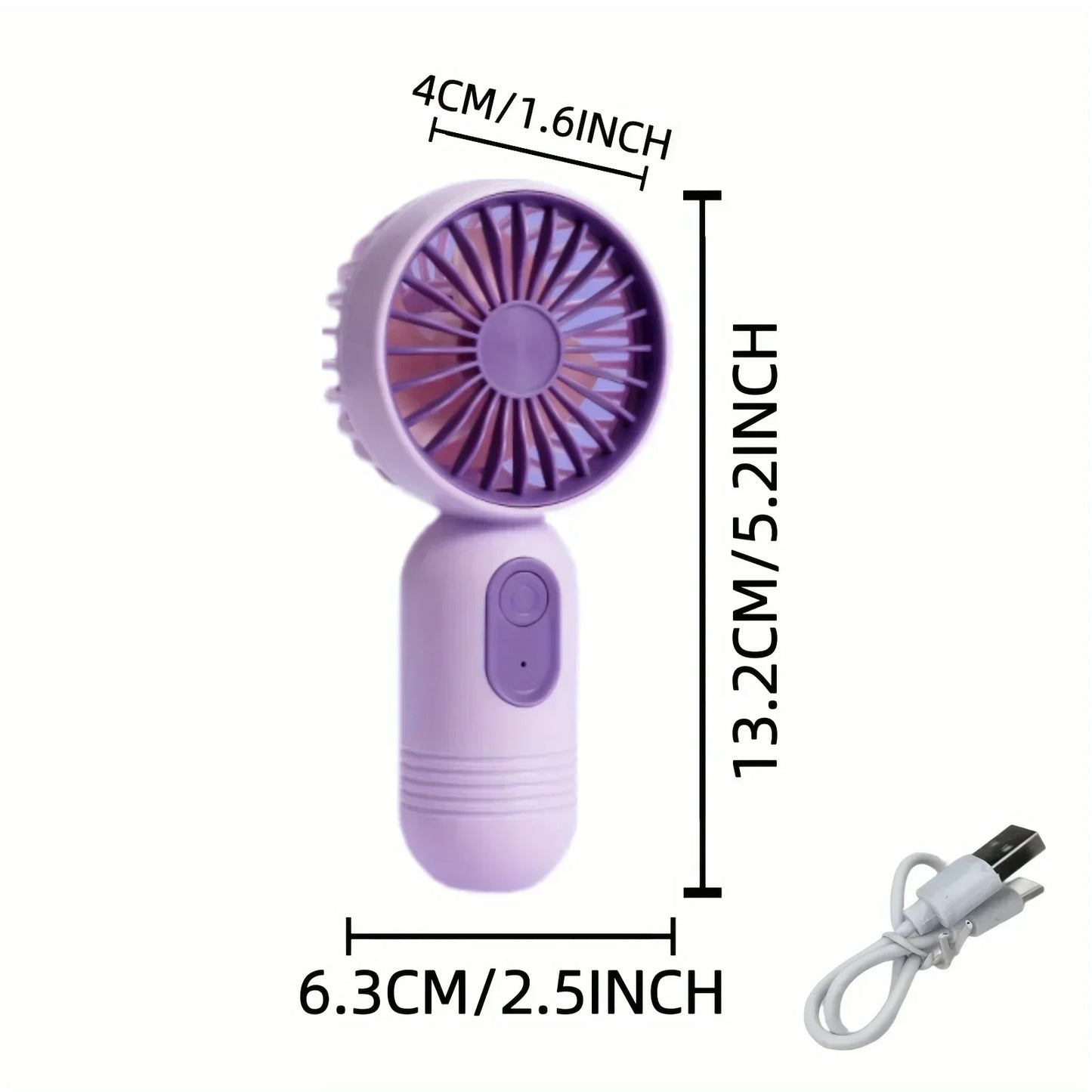 Mini Portable USB Rechargeable Fan, 3-Speed Handheld Personal Cooling Fan for Travel, Camping, Office, Outdoor Activities, Men & Women