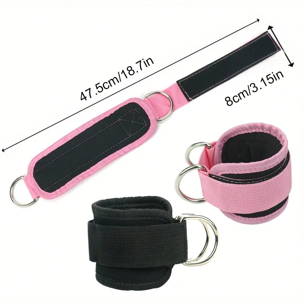 3-Piece Fitness Resistance Bands Set, Adjustable Natural Latex Exercise Bands for Glute, Hip & Leg Training with Ankle Cuffs