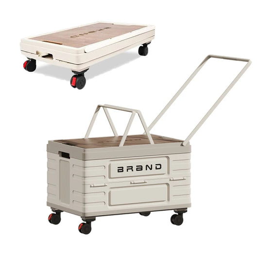 Portable Foldable Storage Cart with 4 Silent Wheels – 360° Rotating Utility Organizer for Camping & Travel