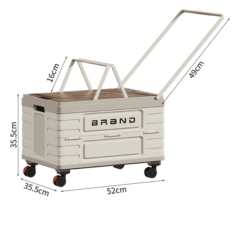 Portable Foldable Storage Cart with 4 Silent Wheels – 360° Rotating Utility Organizer for Camping & Travel