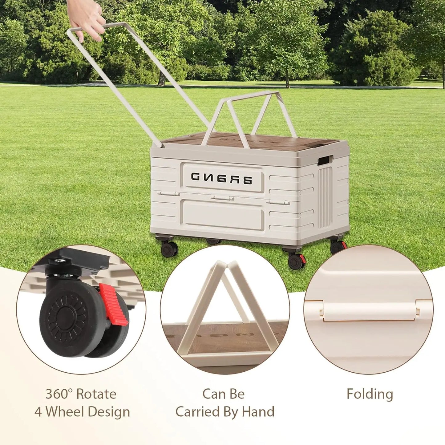 Portable Foldable Storage Cart with 4 Silent Wheels – 360° Rotating Utility Organizer for Camping & Travel