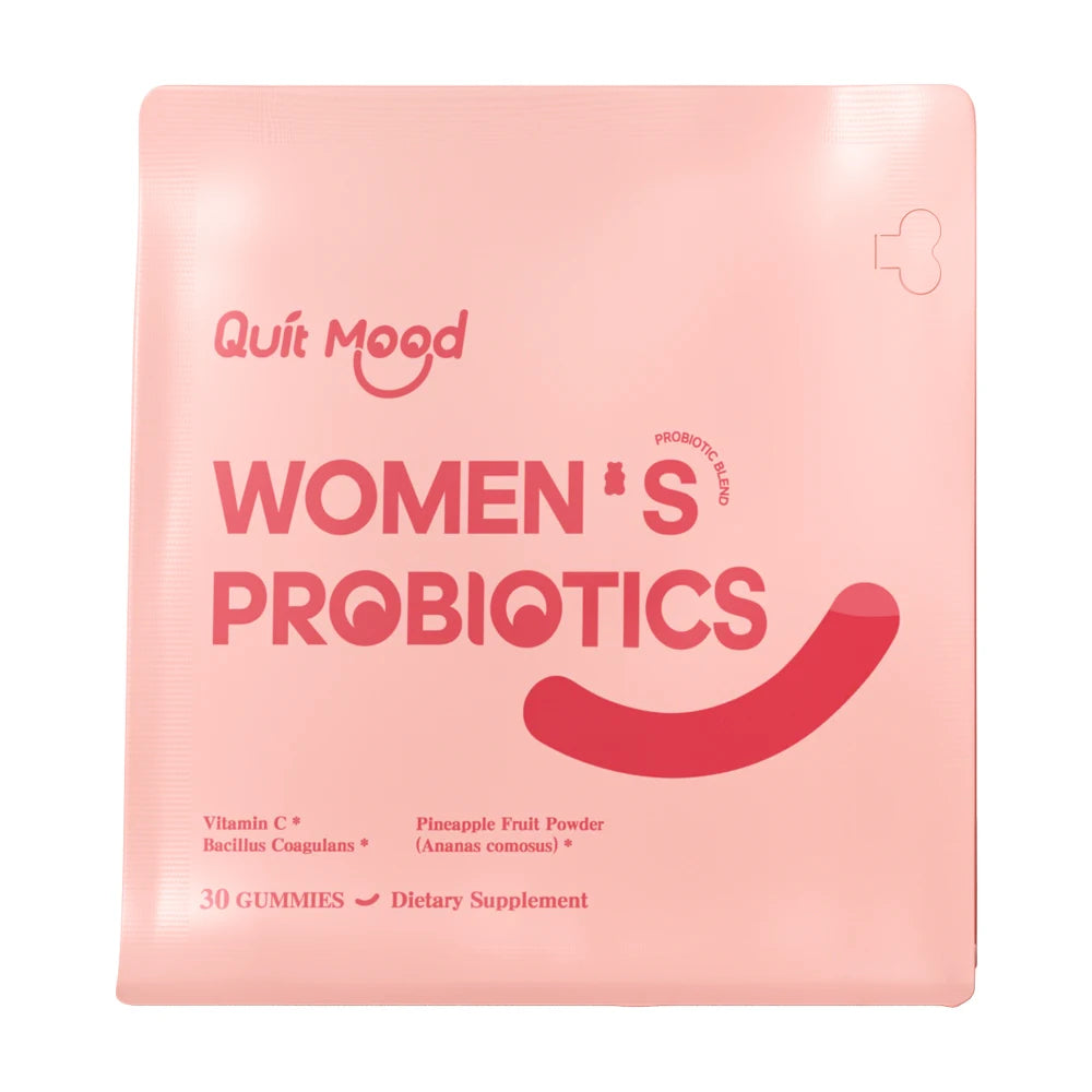 QuitMood Women's Probiotics Gummies – Feminine pH Balance Support with Vitamin C, Hawaiian Pineapple, Individual Packs, 30 Count