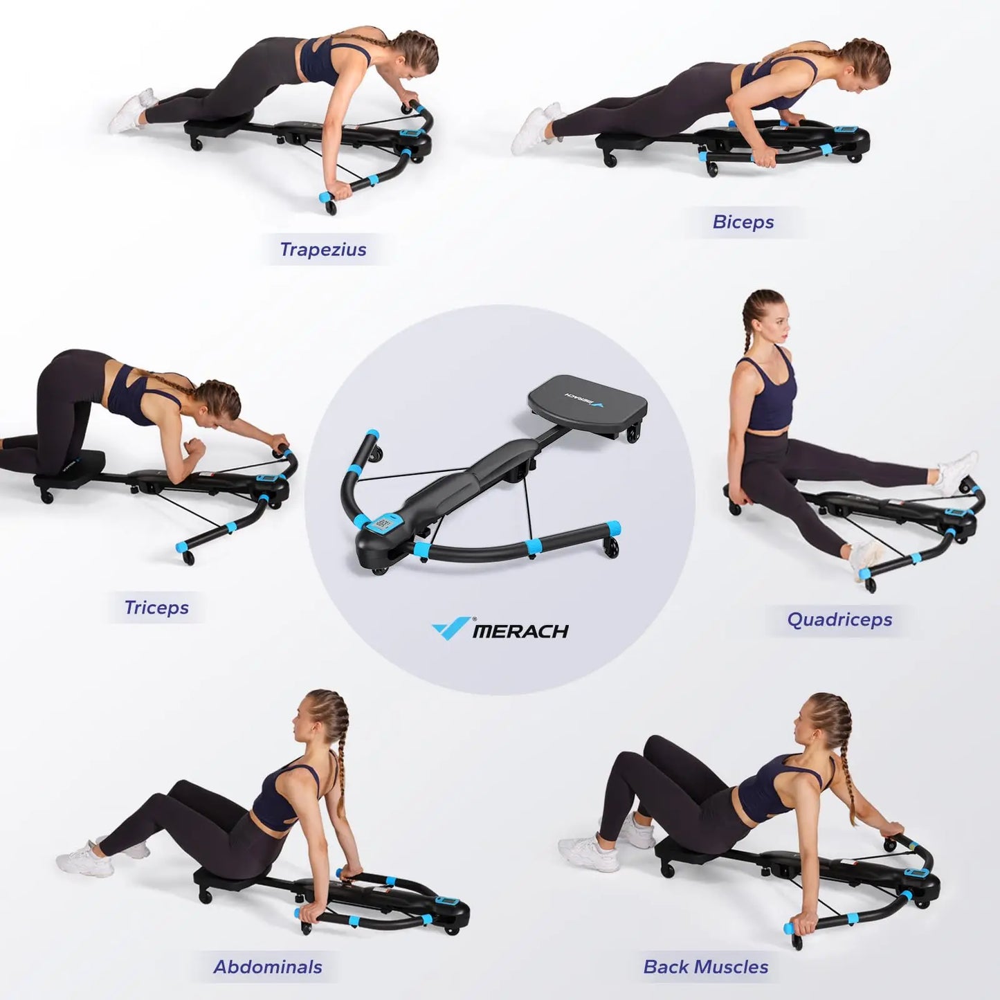 MERACH Multifunctional Core Trainer Ab Machine with Rowing Function, Dragonfly Belly Training Equipment for Home Gym Fitness