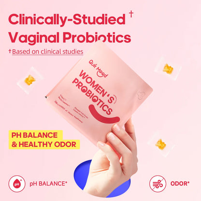 QuitMood Women's Probiotics Gummies – Feminine pH Balance Support with Vitamin C, Hawaiian Pineapple, Individual Packs, 30 Count