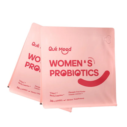 QuitMood Women's Probiotics Gummies – Feminine pH Balance Support with Vitamin C, Hawaiian Pineapple, Individual Packs, 30 Count