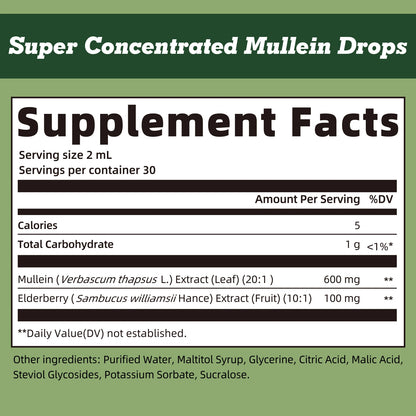 GPGP GreenPeople Mullein Lung Support Drops 60ml – Natural Herbal Formula for Respiratory, Immune & Digestive Wellness