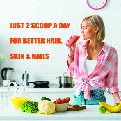 Nature4U Multi Collagen Peptides Powder with Biotin, Hyaluronic Acid & Vitamin C, Hair Skin Nails & Joint Support, Unflavored Collagen Supplement, 1.1 lb