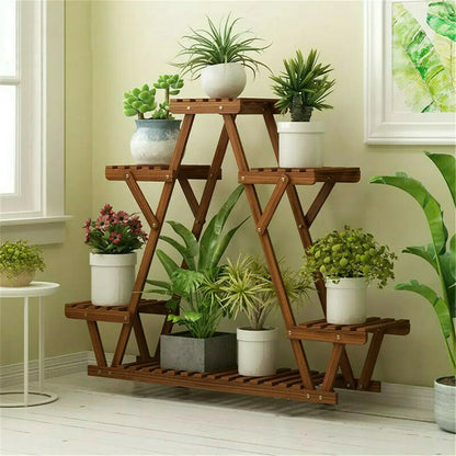 Carbonized Wooden Plant Stand 6-Tier – Corner Plant Holder Display Shelf for Indoor, Balcony, Patio & Garden