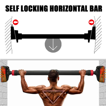 Adjustable Doorway Pull-Up Bar with Level Gauge, 69-92cm Width, 440 lbs (200kg) Capacity, No-Drill Chin-Up Bar for Home Strength Training