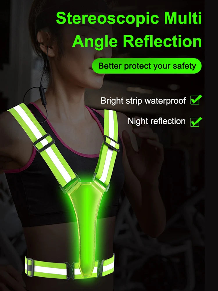 LED Reflective Running Vest – USB Rechargeable High Visibility Safety Vest for Running, Cycling & Walking