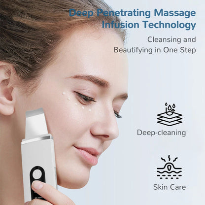 Lady Care Ultrasonic Skin Scrubber 4 in 1 Ion Import Export Facial Cleansing Spatula Blackhead Remover for Pore Purifying