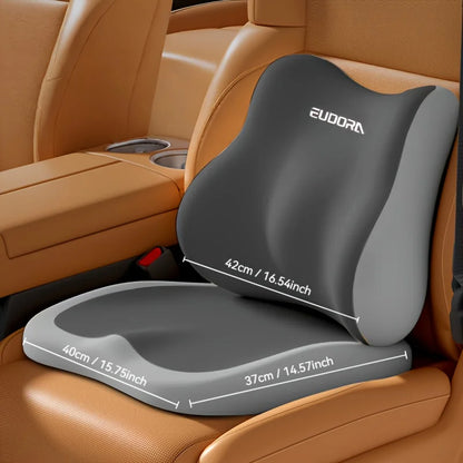 Memory Foam Car Seat Cushion with Lumbar Support – Ergonomic Driving Pillow for Back Pain Relief, Height Increase Seat Pad for Cars, Sedans & Trucks