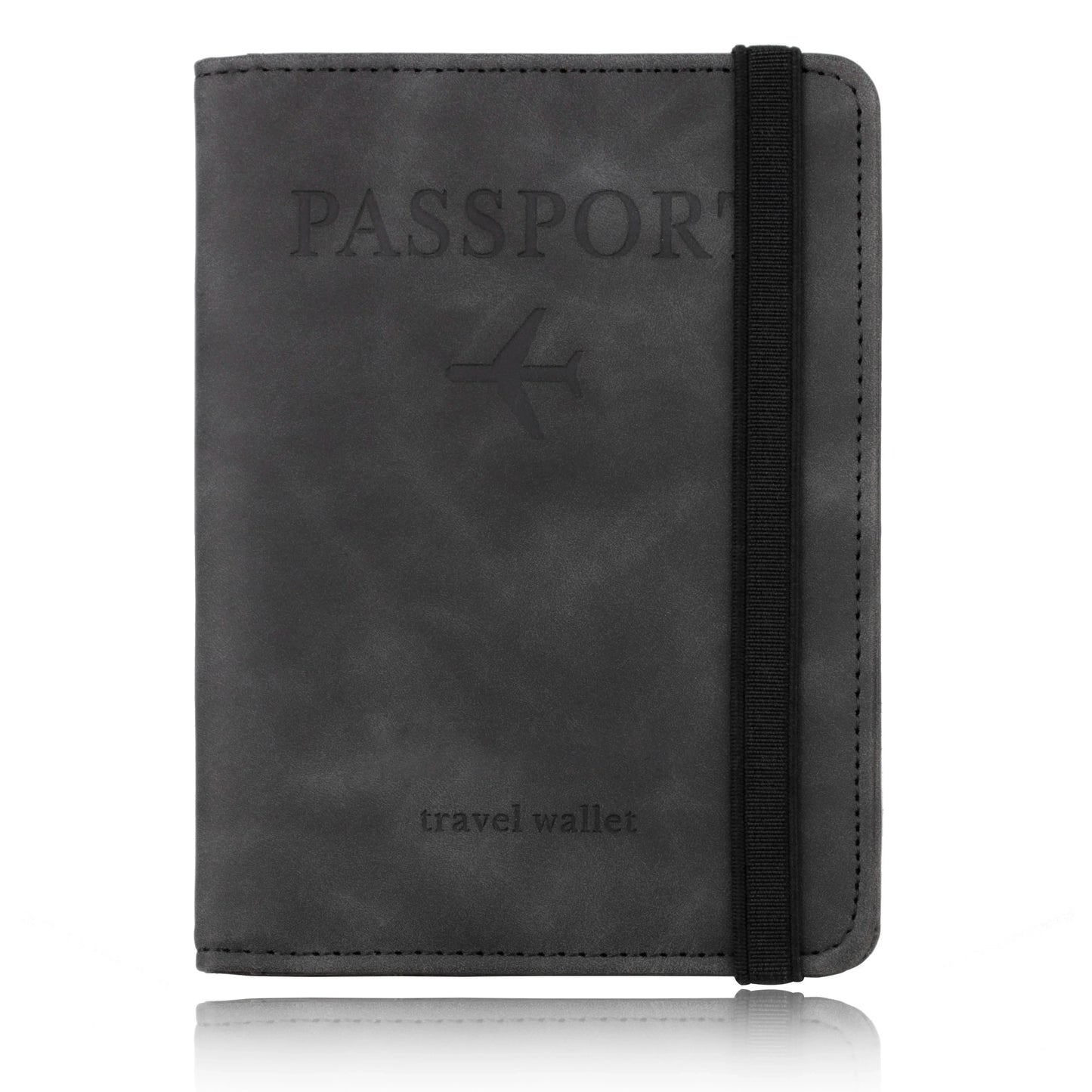 Leather Passport Wallet with RFID Protection, Travel Document Organizer Card Case for Men & Women