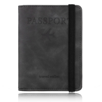 Leather Passport Wallet with RFID Protection, Travel Document Organizer Card Case for Men & Women