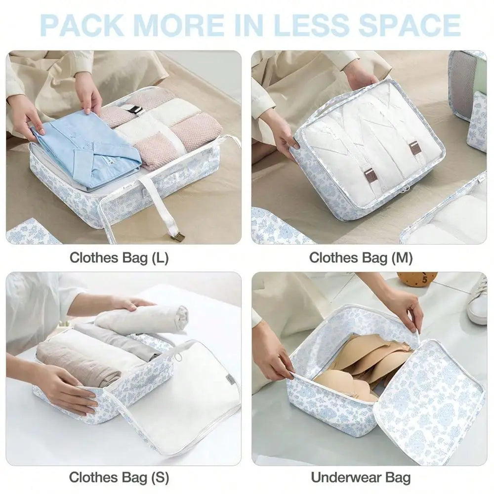 8-Piece Travel Packing Cubes Set – Lightweight Luggage Organizers with Compression Storage Bags for Clothing, Shoes & Accessories