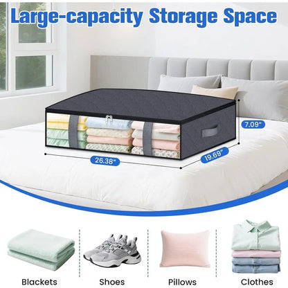 Large Under Bed Storage Containers – 4 Pack Fabric Storage Bags with Clear View Window, Strong Zippers and Dust Protection