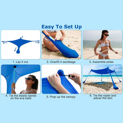 Large Outdoor Canopy Tent – Portable Sun Protection Shelter for Beach, Camping, Picnic, Fishing & Lawn Activities
