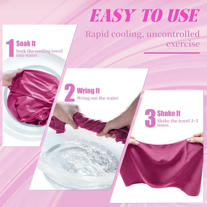 4 Pack Cooling Towels, Soft & Breathable for Neck/Face, Microfiber Gym Towels with Waterproof Bag & Carabiner