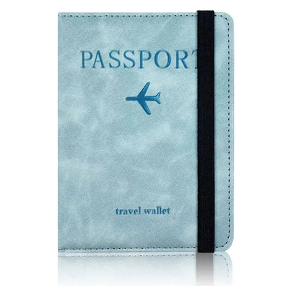 Leather Passport Wallet with RFID Protection, Travel Document Organizer Card Case for Men & Women
