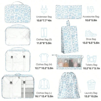 8-Piece Travel Packing Cubes Set – Lightweight Luggage Organizers with Compression Storage Bags for Clothing, Shoes & Accessories