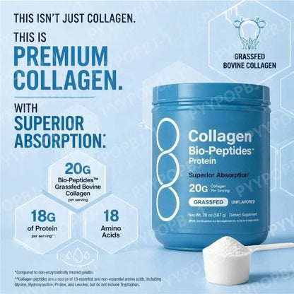 Hydrolyzed Collagen Peptides Powder Unflavored High Protein Supplement for Hair Skin Nails & Joint Support