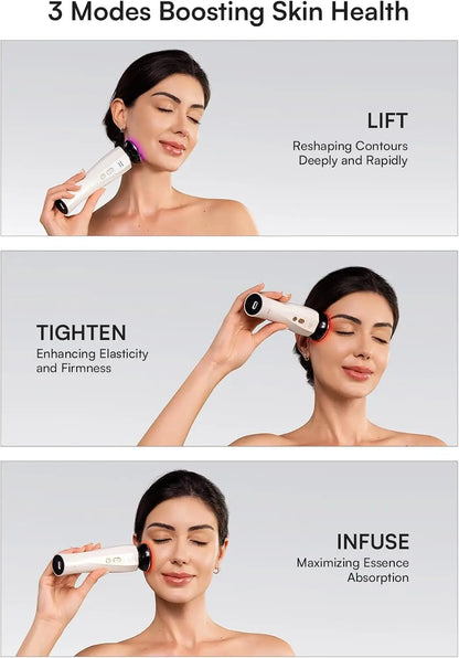 3-in-1 Red Light Therapy Facial & Neck Beauty Device | Skin Tightening, Depuffing & Firming Skincare Tool for Anti-Aging Care