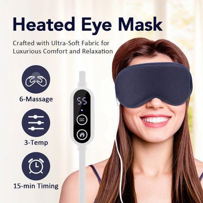 Heated Eye Mask with Massage – 3D Sleep Mask, Constant Temperature Hot Compress, Smart Timer, Eye Strain & Dry Eye Relief