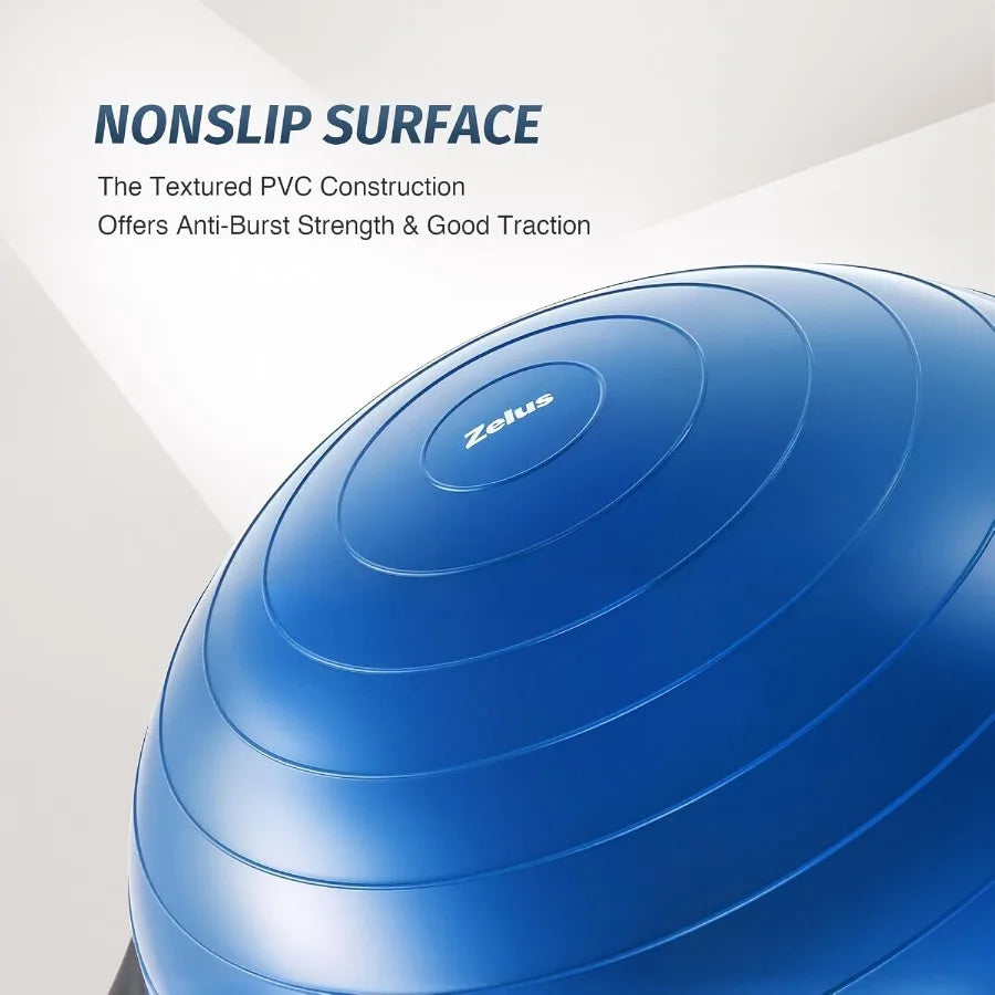 25-Inch Balance Ball Trainer with Wobble Board, 660 lb Capacity Inflatable Half Exercise Ball with Non-Slip Base for Core Strength, Balance & Home Fitness