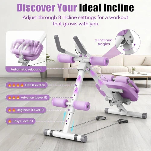 Multifunctional Core Workout Machine, Foldable Ab Trainer for Crunches and Sit-Ups with Adjustable Settings and Ergonomic Support