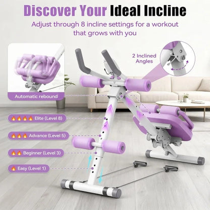 Multifunctional Core Workout Machine, Foldable Ab Trainer for Crunches and Sit-Ups with Adjustable Settings and Ergonomic Support