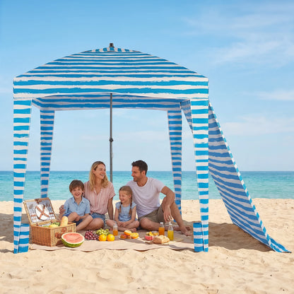 JHK Beach Tent Sun Shelter 6x6 FT, UPF 50+ Beach Canopy with Side Wall, Portable Wind-Resistant Cabana for Family Beach Trips and Outdoor Activities