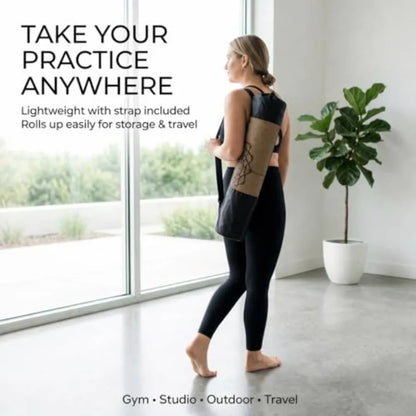 6mm Cork Yoga Mat with Carry Strap – Non-Slip Workout Mat, 72" x 24"