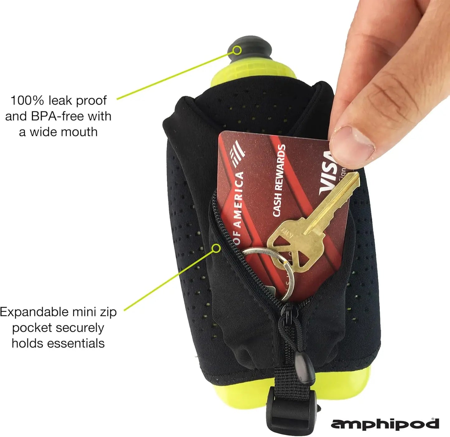 Hydraform Handheld Water Bottle BPA-Free Insulated for Ultra-Running Walking, 10.5 oz Charcoal