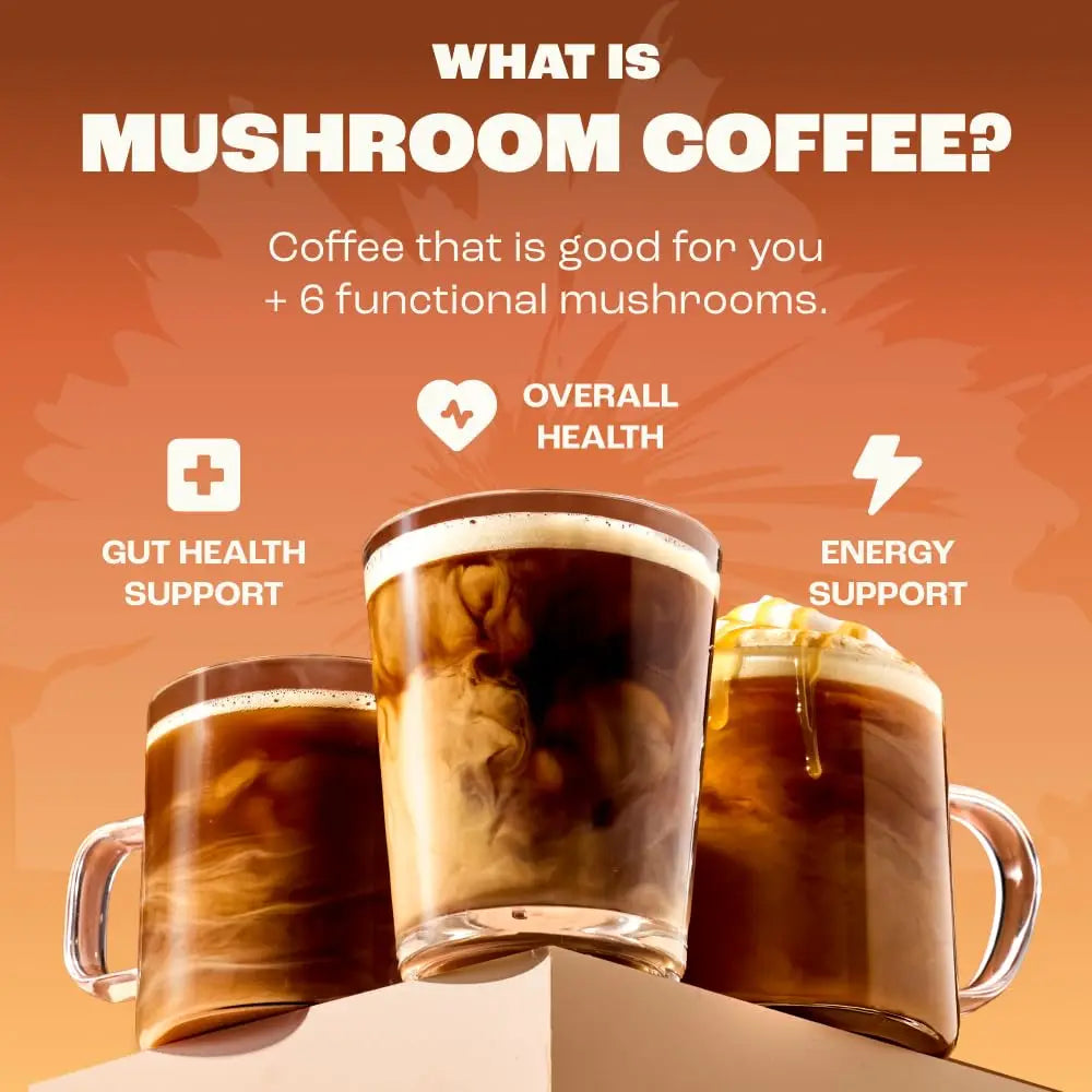 Premium Organic Mushroom Coffee Powder – 6 Mushroom Blend with Adaptogens for Focus, Energy & Immune Health