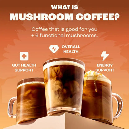 Premium Organic Mushroom Coffee Powder – 6 Mushroom Blend with Adaptogens for Focus, Energy & Immune Health