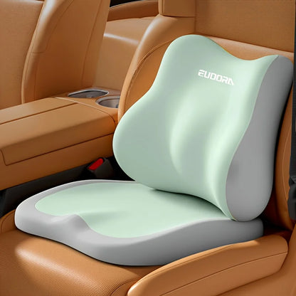 Memory Foam Car Seat Cushion with Lumbar Support – Ergonomic Driving Pillow for Back Pain Relief, Height Increase Seat Pad for Cars, Sedans & Trucks