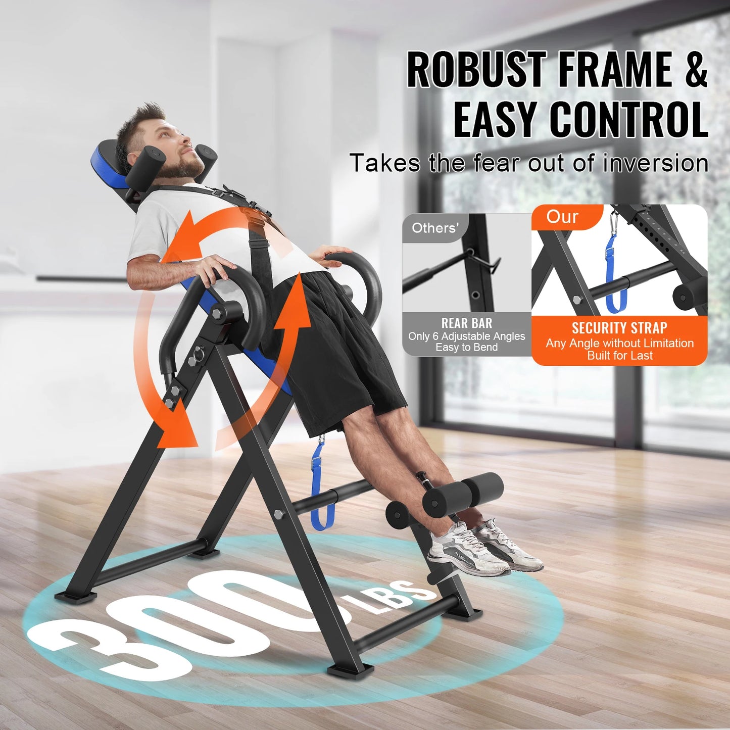 SucceBuy Heavy Duty Inversion Table, 300 lb Capacity Back Stretcher & Spinal Decompression Machine with Adjustable Headrest, Ankle Lock & Safety Belt