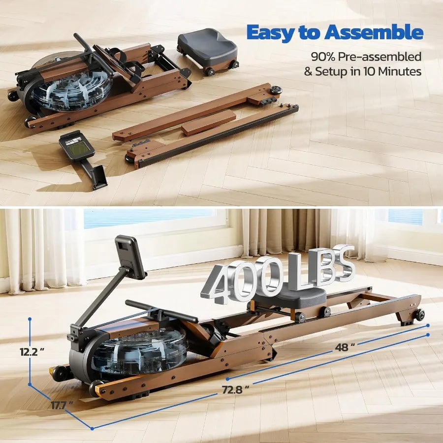 Home Water Rowing Machine with LCD Monitor, Foldable Rower, 400 lb Weight Capacity, Quiet Water Resistance for Full Body FitnessHome Water Rowing Machine with LCD Monitor, Foldable Rower, 400 lb Weight Capacity, Quiet Water R