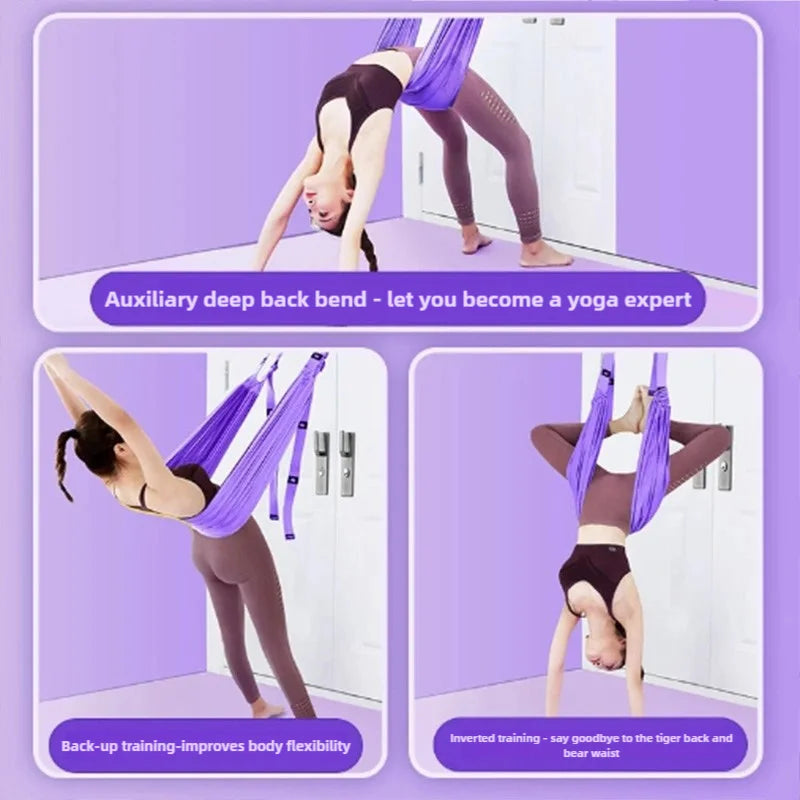 Premium Purple Aerial Yoga Rope, Single-Piece Professional Yoga Training Equipment for Home Gym, Stretching & Body Conditioning