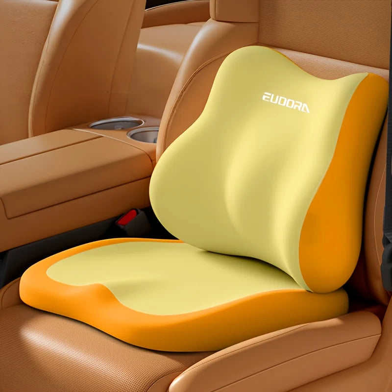 Memory Foam Car Seat Cushion with Lumbar Support – Ergonomic Driving Pillow for Back Pain Relief, Height Increase Seat Pad for Cars, Sedans & Trucks