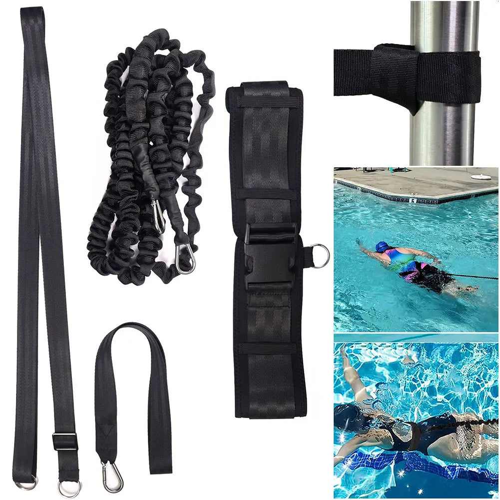 Stationary Swimming Aquatic Resistance Belt Pool Swim Trainer Belt Harness Swim Training Leash for Swim Training and Exercise