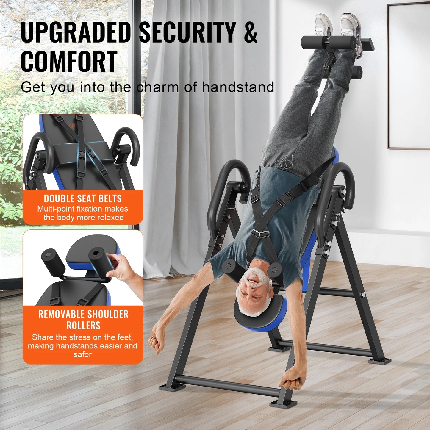SucceBuy Heavy Duty Inversion Table, 300 lb Capacity Back Stretcher & Spinal Decompression Machine with Adjustable Headrest, Ankle Lock & Safety Belt