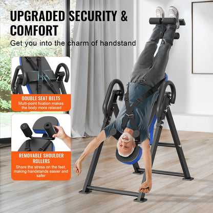 SucceBuy Heavy Duty Inversion Table, 300 lb Capacity Back Stretcher & Spinal Decompression Machine with Adjustable Headrest, Ankle Lock & Safety Belt
