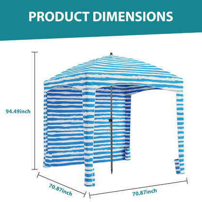 JHK Beach Tent Sun Shelter 6x6 FT, UPF 50+ Beach Canopy with Side Wall, Portable Wind-Resistant Cabana for Family Beach Trips and Outdoor Activities