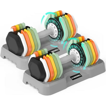 SKOK Adjustable Dumbbells Set 25/55 lbs Pair, Anti-Slip Fast Adjustment Free Weights for Home Gym Strength Training, Adjustable Weight Dumbbells for Men & Women