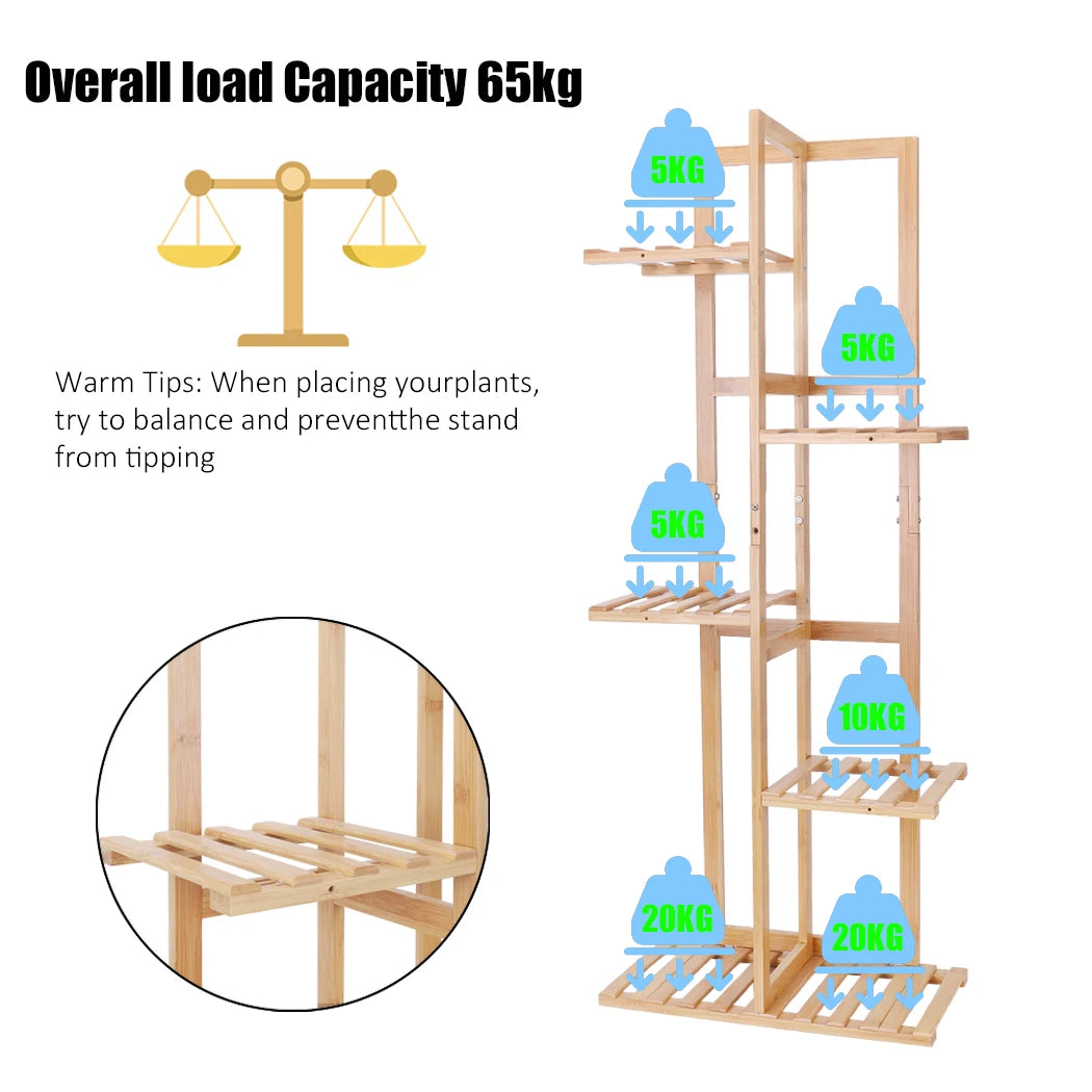 Tall Bamboo Plant Stand 5/6 Tier Corner Plant Shelf, Multi-Tier Flower Pot Display Rack for Indoor Outdoor Use