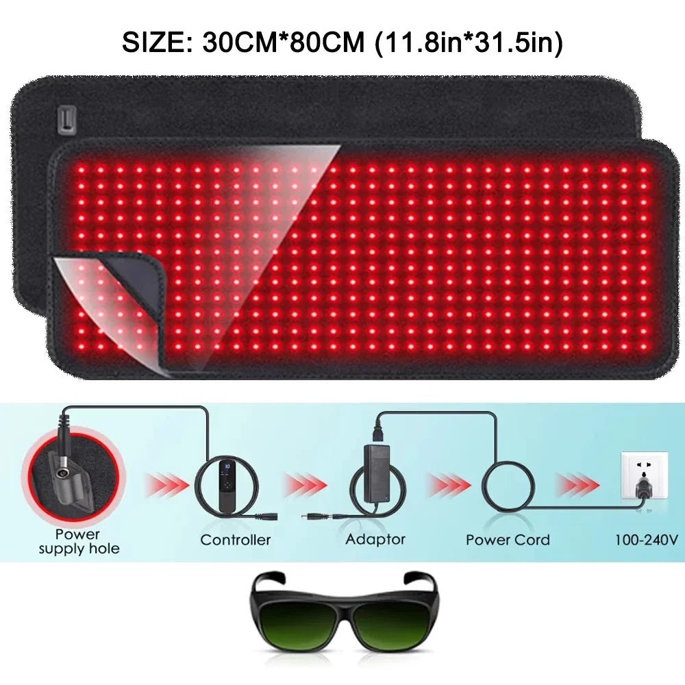 Infrared Red Light Therapy Heating Pad for Body, LED Cushion Mat for Waist, Back and Shoulder Pain Relief, Muscle Recovery & Relaxation