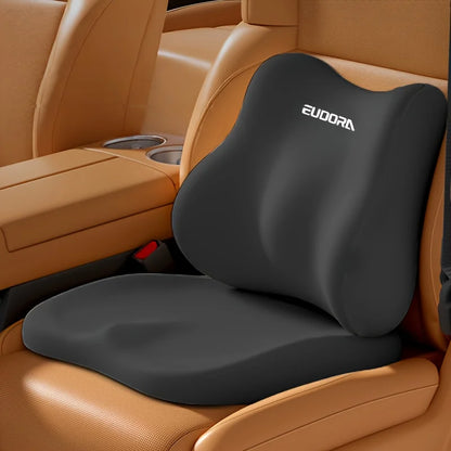 Memory Foam Car Seat Cushion with Lumbar Support – Ergonomic Driving Pillow for Back Pain Relief, Height Increase Seat Pad for Cars, Sedans & Trucks