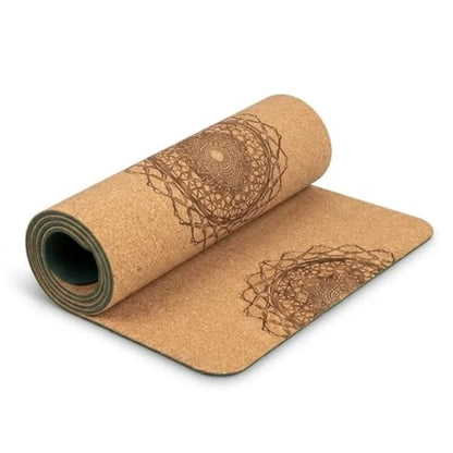 6mm Cork Yoga Mat with Carry Strap – Non-Slip Workout Mat, 72" x 24"
